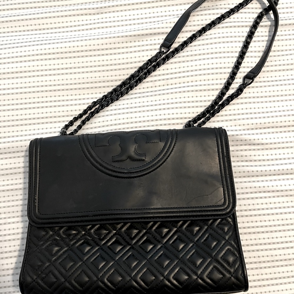 Tory Burch Fleming Black Convertible Bag (Shoulder/crossbody) Small
